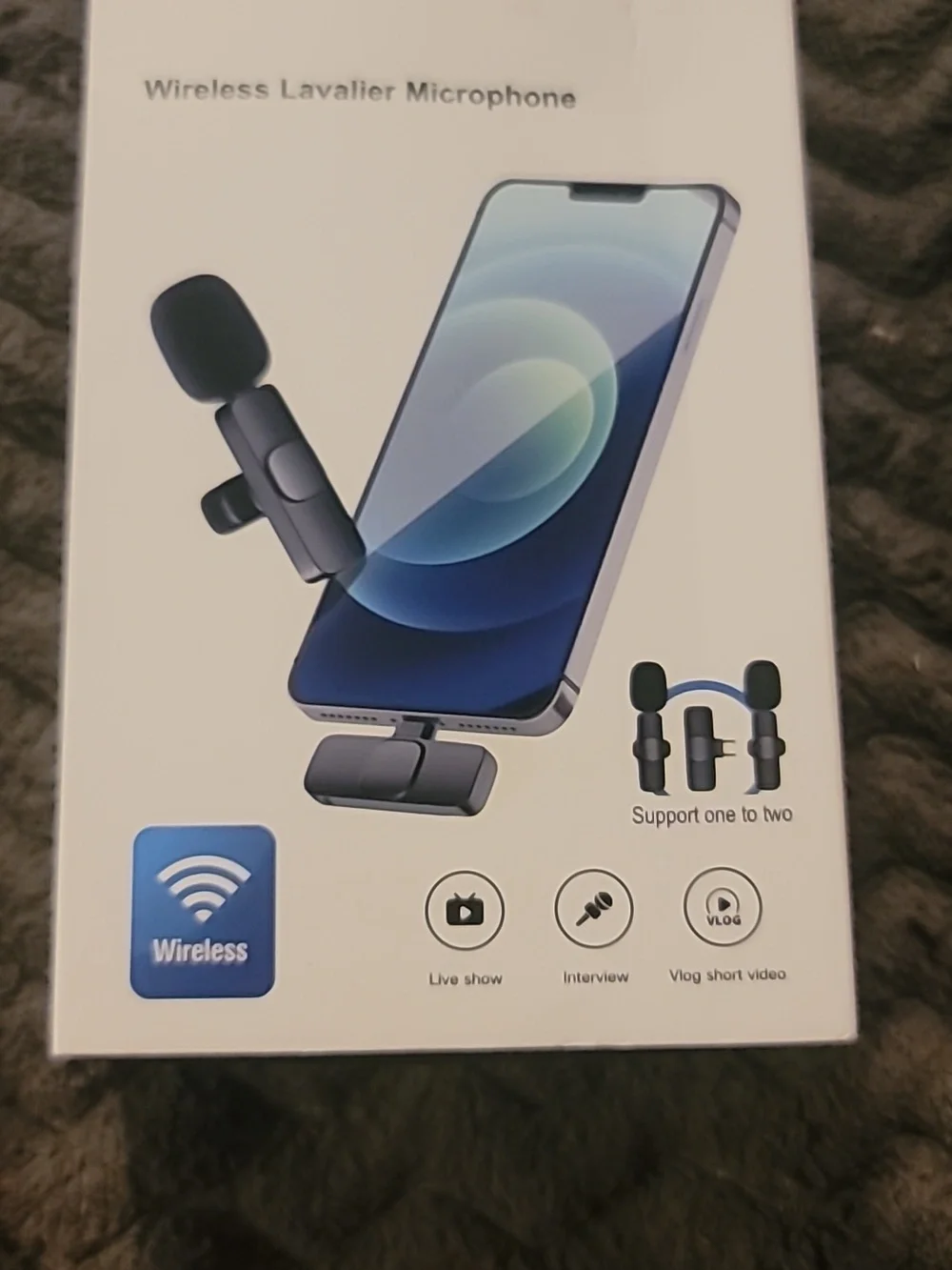 Wireless Lavalier Microphones (Two In Box)for iPhone Smartphones - Black